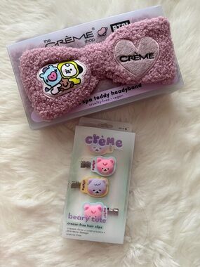 New! Creme Shop Crème Spa Teddy Pink Headband + Beary Cute Hair Clips